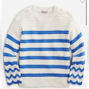 J. Crew Textured crewneck pullover sweater in stripe Medium